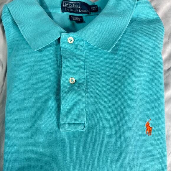 Polo by Ralph Lauren Shirt Men's 2XLT 2XL Tall Aqua Blue Turquoise Short Sleeve - Picture 1 of 7